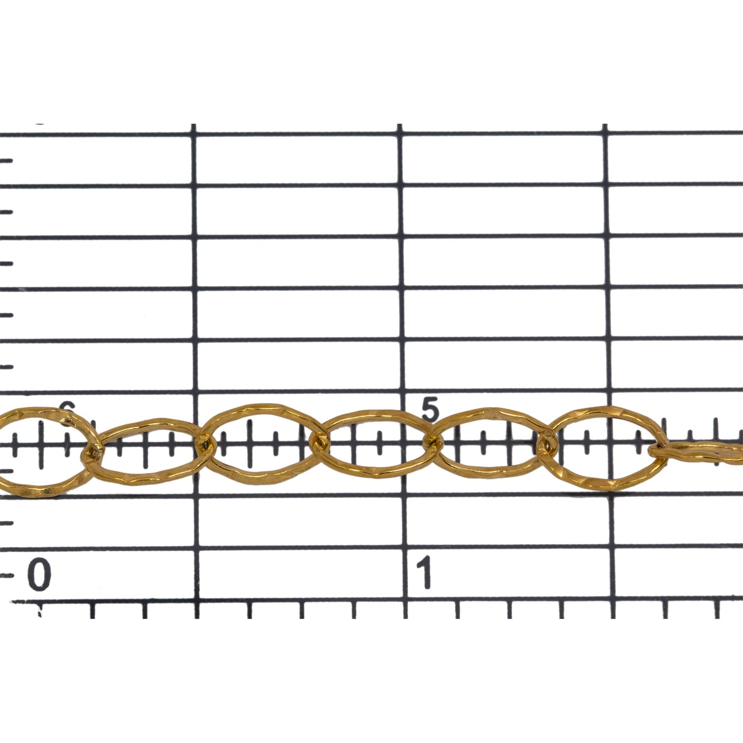 14kt Gold Filled 5.5mm Width by 8.0mm Length, Hammered Oval Cable Chain. Price per: 1 Foot.