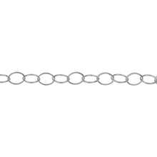 Load image into Gallery viewer, Chain by Foot. Sterling Silver 5.5mm Width by 7.6mm Length, Smooth Oval Cable Chain. Price per: 1 Foot.