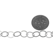Load image into Gallery viewer, Sterling Silver 7.2mm Width by 7.8mm Length, Flat Circle Chain. Price per: 1 Foot.