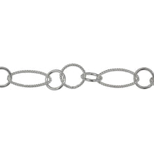Load image into Gallery viewer, Chain by Foot. Sterling Silver Two of 8.0mm Width by 14.0mm Length Twisted Oval Links Connected to Two of 7.0mm Smooth Cricle Links With One of 8.3mm Twisted Circle Link in the Middle of Smooth Circle Links, Long and Short Chain. Price per: 1 Foot.