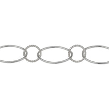 Load image into Gallery viewer, Chain by Foot. Sterling Silver 10.2mm Width by 16.2mm Smooth Oval Link Connected to 8.2mm Twisted Circle Link, Long and Short Chain. Price per: 1 Foot.