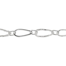 Load image into Gallery viewer, Chain by Foot. Sterling Silver 11.0mm Width by 17.0mm Length Flat and Hammered Pear Shaped Links Connected by 4.2mm Width by 7.3mm Length Elongated Oval Link, Long and Short Chain. Price per: 1 Foot.