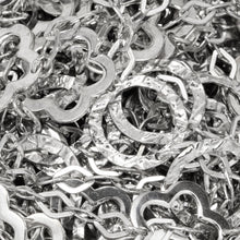 Load image into Gallery viewer, Sterling Silver Oxidized 17.7mm Width / Length Hammered Circle Link and 17.5mm Width / Length Flat Flower Link Connected by Seven of 5.0mm Width by 7.3mm Length Flat Diamond Shaped Links, Fancy Chain. Price per: 1 Foot.
