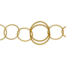 Load image into Gallery viewer, Chain by Foot. 14kt Gold Filled Double 21.0mm Width / Length Twisted Circle Links connected to Six of 17.0mm Width / Length Smooth Circle Links, Circle Chain. Price Per: 1 Foot.