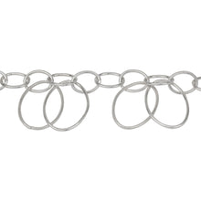 Load image into Gallery viewer, Chain by Foot. Sterling Silver 8.0mm Width by 10.0mm Length Smooth Cable Chain With 14.0mm Width by 19.0mm Length Smooth and Textured Oval Links hanging off Smooth Cable Chain, Belt Chain. Price per: 1 Foot.