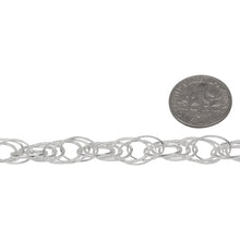 Load image into Gallery viewer, Sterling Silver 7.0mm Width by 11.0mm Length Smooth and Textured Oval Links, Rope Chain. Price per: 1 Foot.