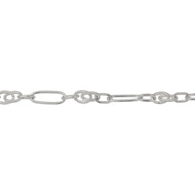 Load image into Gallery viewer, Chain by Foot. Sterling Silver 4.8mm Width by 12.4mm Length Elongated Oval Link With 3.5mm Width by 6.0mm Length Oval Link and 5.0mm by 10.0mm Textured Figure 8 Link, Fancy Chain. Price per: 1 Foot.