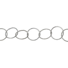 Load image into Gallery viewer, Chain by Foot. Sterling Silver Oxidized 12.6mm Width / Length Smooth and Textured Circle Links, Circle Chain. Price per: 1 Foot.