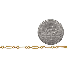 Load image into Gallery viewer, 14kt Gold Filled 1.7mm Width by 5.0mm Length Long Smooth Oval Link Connected to 1.6mm Width by 2.1mm Length Short Smooth Oval Links, Long and Short Chain. Price per: 1 Foot.