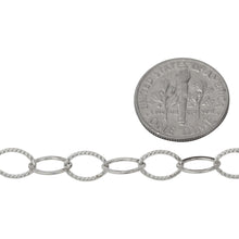 Load image into Gallery viewer, Sterling Silver 5.6mm Width by 8.1mm Length, Flat and Corrugated Oval Cable Chain. Price per: 1 Foot.