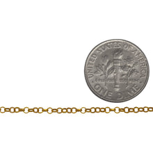 Load image into Gallery viewer, Sterling Silver - Gold Plated 1.80mm Width / Length Rolo Chain. Price per: 1 Foot.