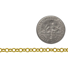 Load image into Gallery viewer, Sterling Silver - Gold Plated 2.70mm Width / Length Rolo Chain. Price per: 1 Foot.