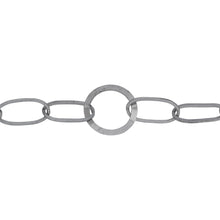 Load image into Gallery viewer, Chain by Foot. Sterling Silver Rhodium Plated Three of 8.2mm by 17.0mm Square Wire Elongated Oval Links Connected to 17.4mm Flat Circle Link, Fancy Chain. Price per: 1 Foot.