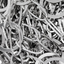 Load image into Gallery viewer, Sterling Silver Rhodium Plated Three of 8.2mm by 17.0mm Square Wire Elongated Oval Links Connected to 17.4mm Flat Circle Link, Fancy Chain. Price per: 1 Foot.