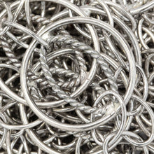 Load image into Gallery viewer, Sterling Silver Oxidized 5.5mm Width by 8.0mm Length Smooth Cable Chain With 16.0mm Width / Length Evil Eye Circle Link and 9.0mm Width by 14.0mm Length Twisted Oval Link Soldered Inside The Evil Eye Circle Link, Fancy Chain. Price per: 1 Foot.