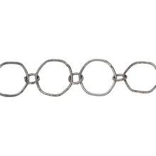 Load image into Gallery viewer, Chain by Foot. Sterling Silver Oxidized 12.5mm Smooth and Textured Hexagon Links Connected to 5.0mm Circle Link, Fancy Chain. Price per: 1 Inch.