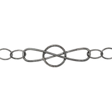Load image into Gallery viewer, Chain by Foot. Sterling Silver Oxidized Fifteen 5.9mm by 7.8mm Smooth Cable Links Connected With 10.9mm by 33.6mm Figure 8 Link, Fancy Chain. Price per: 1 Foot.