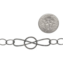 Load image into Gallery viewer, Sterling Silver Oxidized Fifteen 5.9mm by 7.8mm Smooth Cable Links Connected With 10.9mm by 33.6mm Figure 8 Link, Fancy Chain. Price per: 1 Foot.