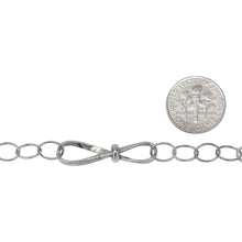 Load image into Gallery viewer, Sterling Silver Oxidized Fifteen of 5.4mm Width by 7.8mm Length Smooth Oval Links of Cable Chain Followed by 7.6mm by 29.2mm Textured Figure 8 Link, Fancy Chain. Price per: 1 Foot.