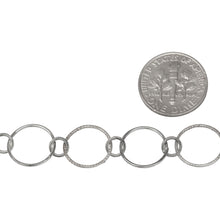 Load image into Gallery viewer, Sterling Silver Oxidized 12.3mm Smooth and Textured Circle Links Connected to 5.0mm Circle Link, Circle Chain. Price per: 1 Foot.