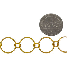Load image into Gallery viewer, 14kt Gold Filled 12.3mm Smooth Circle Link Connected to 5.0mm Circle Link, Circle Chain. Price per: 1 Foot.