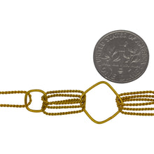 Load image into Gallery viewer, 14kt Gold Filled 6.0mm Width by 13.3mm Length Twisted Rectangulars, 8.6mm Width / Length Diamond Shaped Links, Two pairs of Tripple 6.0mm width by 13.7mm Length Twisted Rectangulars, 14.6mm Width / Length Diamond Link, Fancy Chain. Price per: 1 Foot.