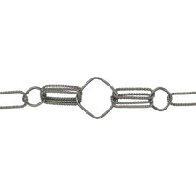 Load image into Gallery viewer, Chain by Foot. Sterling Silver Oxidized 6.0mm Width by 13.3mm Length Twisted Rectangulars, 8.6mm Width / Length Diamond Shaped Links, Two pairs of Tripple 6.0mm width by 13.7mm Length Twisted Rectangulars & a Diamond Link, Fancy Chain. Price per: 1 Foot.