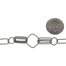 Load image into Gallery viewer, Sterling Silver Oxidized 6.0mm Width by 13.3mm Length Twisted Rectangulars, 8.6mm Width / Length Diamond Shaped Links, Two pairs of Tripple 6.0mm width by 13.7mm Length Twisted Rectangulars & a Diamond Link, Fancy Chain. Price per: 1 Foot.