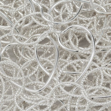 Load image into Gallery viewer, Sterling Silver of 19.6mm Width by 28.5mm Length Smooth Double Heart Link connected to Ten of 13.0mm Width / Length Twisted Circle Links, Heart Chain, Fancy Chain. Price per: 1 Foot.