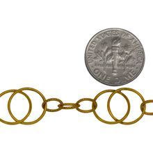 Load image into Gallery viewer, 14kt Gold Filled 11.1mm Width by 17.3mm Length Smooth Figure 8 Link Followed by Three of 4.3mm Width by 6.7mm Length Textured Oval Links, Figure 8 Chain. Price per: 1 Foot.