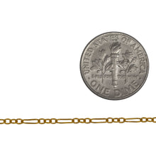 Load image into Gallery viewer, 14kt Gold Filled One of 1.7mm Width by 4.7mm Length, Elongated Link connected to Three of 1.7mm Width by 2.0mm Length Oval Links, Long and Short Chain. Price per: 1 Foot.