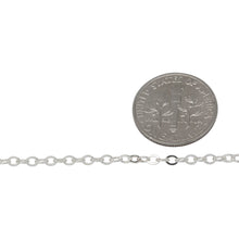 Load image into Gallery viewer, Sterling Silver 2.3mm Width by 2.8mm Length, Flat Cable Chain. Price per: 1 Foot.
