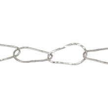 Load image into Gallery viewer, Chain by Foot. Sterling Silver 10.6mm Width by 17.9mm Length, Pear Shaped Hammered Cable Chain. Price per: 1 Foot.