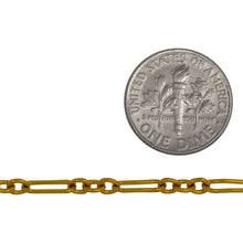 Load image into Gallery viewer, 14kt Gold Filled Three of 3.31mm Width by 4.2mm Length Small Oval Links Followed by 3.34mm Width by 9.13mm Length Elongated Oval Link, Smooth Long and Short Chain. Price per: 1 Foot.