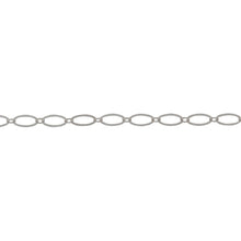 Load image into Gallery viewer, Chain by Foot. Sterling Silver 2.4mm Width by 2.9mm Length Small Smooth Oval Link Connected to 4.4mm Width by 7.8mm Length Larger Flat Oval Link, Flat Long and Short Chain. Price per: 1 Foot.