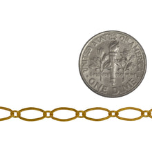 Load image into Gallery viewer, 14kt Gold Filled 2.4mm Width by 2.9mm Length Small Smooth Oval Link Connected to 4.4mm Width by 7.8mm Length Larger Flat Oval Link, Flat Long and Short Chain. Price per: 1 Foot.