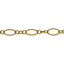 Load image into Gallery viewer, Chain by Foot. 14kt Gold Filled Three of 2.4mm Width by 3.0mm Length Small Oval Links With Middle Small Oval Link being Corrugated One, Followed by 3.9mm Width by 7.8mm Length Large Corrugated Oval Link, Long and Short Chain. Price per: 1 Foot.