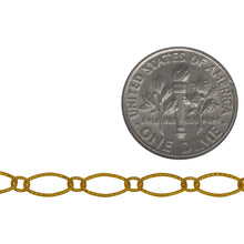Load image into Gallery viewer, 14kt Gold Filled 2.65mm Width by 2.93mm Length Smaller Smooth Oval Link Connected to 4.12mm Width by 7.45mm Length Larger Corrugated Oval Link, Long and Short Chain. Price per: 1 Foot.