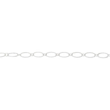 Load image into Gallery viewer, Chain by Foot. Sterling Silver 2.55mm Width by 3.0mm Length Smaller Oval Link Connected to 3.7mm Width by 7.59mm Length Larger Oval Link, Smooth Long and Short Chain. Price per: 1 Foot.
