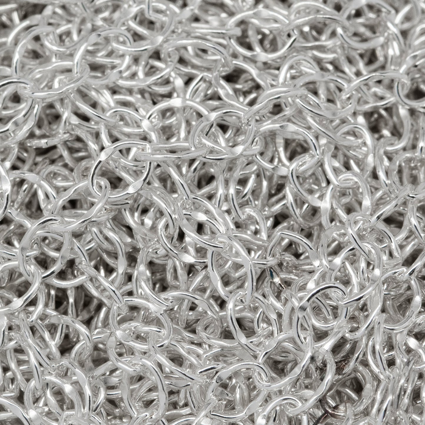 Sterling Silver 2.8mm Width by 3.9mm Length, Dapped Cable Chain. Price per: 1 Foot.