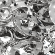 Load image into Gallery viewer, Sterling Silver 12.3mm Width by 20.5mm Length Hammered Marquise And 8.5mm Width / Length Smooth Circle connected With 4.1mm Width / Length Open Ring, Fancy Chain. Price per: 1 Inch.