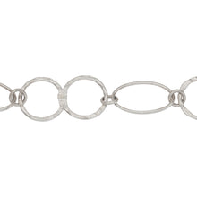 Load image into Gallery viewer, Chain by Foot. Sterling Silver 14.4mm Width by 27.4mm Length Textured Figure 8 Link And 11.7mm Width by 19.7mm Length Smooth Oval Link Connected By 5.4mm Width / Length Smooth Open Ring, Fancy Chain. Price per: 1 Foot.