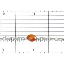 Load image into Gallery viewer, Sterling Silver Seventeen of 2.8mm Width by 3.8mm Length Oval Rolo Links Wire Wrapped to 5.2mm Width by 7.0mm Length Orange and Yellow CZ Beads With 3.3mm Width / Length Smooth Open Ring, Gem Stone Chain. Price per: 1 Inch.