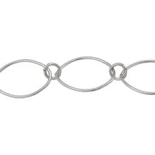 Load image into Gallery viewer, Chain by Foot. Sterling Silver 5.5mm Width / Length Circle Link Connected to 12.91mm Width by 19.89mm Length Smooth Oval Link, Long and Short Chain. Price per: 1 Foot.