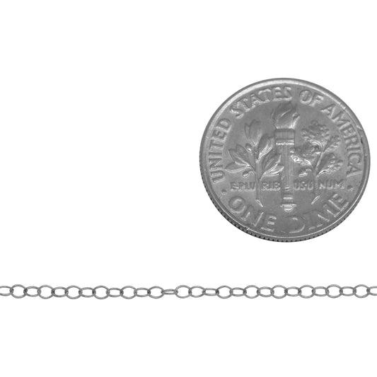 Sterling Silver 1.4mm Width by 1.9mm Length, Smooth Cable Chain. Price per: 1 Foot.