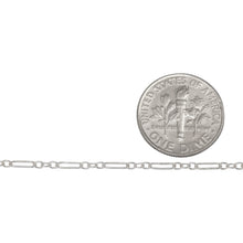 Load image into Gallery viewer, Sterling Silver 2.0mm Width by 5.6mm Length Larger Smooth Oval Link Followed by Three of 2.0mm Width by 2.2mm Length Smaller Smooth Oval Links, Long and Short Chain. Price per: 1 Foot.