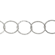 Load image into Gallery viewer, Chain by Foot. Sterling Silver 14.0mm Width / Length Flat Hammered Circle Chain. Price per: 1 Foot.