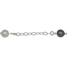 Load image into Gallery viewer, Chain by Foot. Sterling Silver Nine of 2.8mm Width by 4.0mm Length Flat Diamond Shaped Links With 6.0mm Width / Length White and Gray Swarovski Pearls Wire Wrapped, Connected to 3.3mm Width / Length Smooth Open Ring, Gem Stone Chain. Price per: 1 Inch.