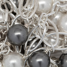 Load image into Gallery viewer, Sterling Silver 7.2mm Width by 12.2mm Length Oval Link Followed by Two of 3.0mm Width by 6.0mm Length Rolo Links With 6.0mm Circle Link In The Middle, Connected by 8.0mm White and Gray Swarovski Pearls, Gem Stone Chain. Price per: 1 Inch.