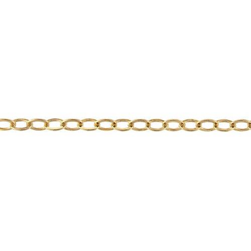 14kt Gold Filled 1.46mm Width by 1.86mm Length, Flat Cable Chain. Price per: 1 Foot.